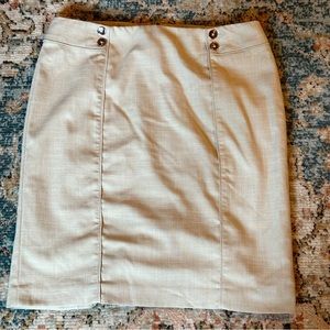 WHBM Off White Tan Pencil Skirt Size 12